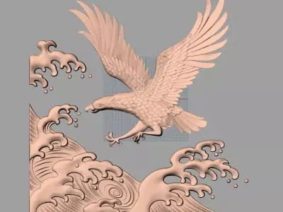 Animal Flying Eagle 3D STL Model used for CNC Carving E617 3D model