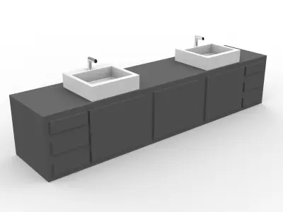 Double  sink bathroom counter 3D model