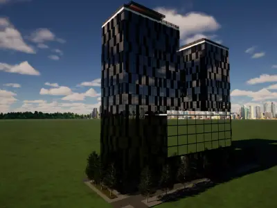 Medical Center Complex 3 Tower Healthcare Development  Low-poly 3D model