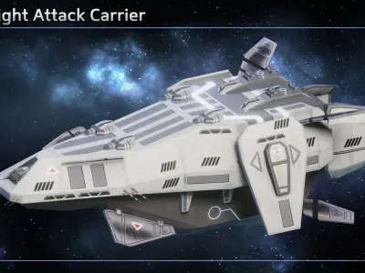 Spaceship Carriers Fighters II Low-poly 3D model