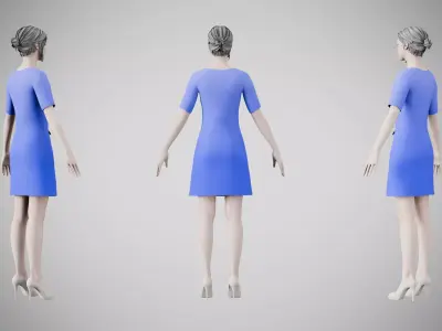 Dress 37 Very Light Blue Low-poly 3D model