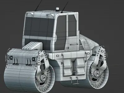 road roller 3d model Low-poly 3D model