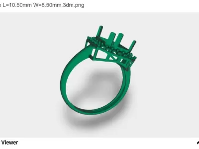 Women Ring With Asscher Cut Center Stone 3D print model