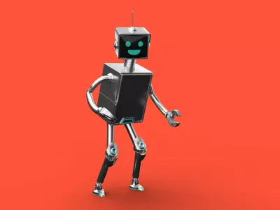 Cartoonish robot with simple rig 3D model