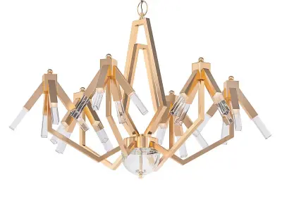 ELTON chandelier with gold and clear glass 3D model