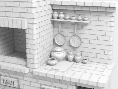Dark Brick Barbecue Oven 3D model