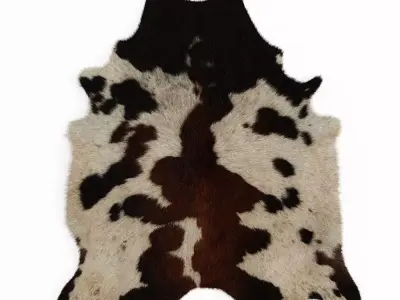 Black and Brown Spotted Cowhide Rug 3D model