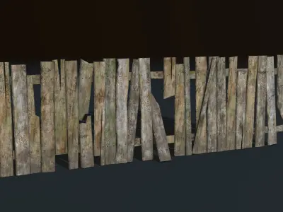 Old fence modular Low-poly 3D model