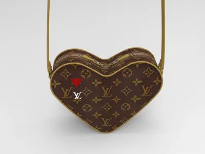 LV Pattern Heart bag Low-poly 3D model