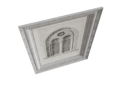 Classic muslim islamic wood frame window frame drawing 3D model