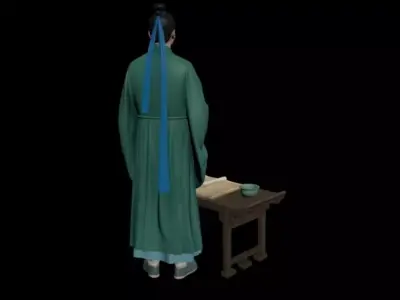 Scholar in ancient China 3D model