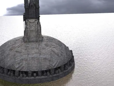 Sci-Fi Dome Surveillance tower 3D model
