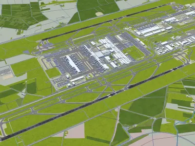 Munich Airport 15km Low-poly 3D model