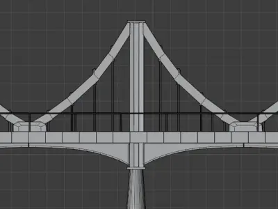 Suspension Bridge Low-poly 3D model
