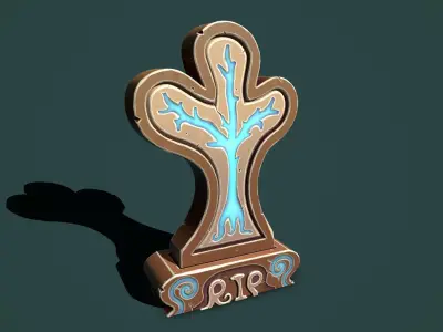 Fantasy gravestone tree Low-poly 3D model