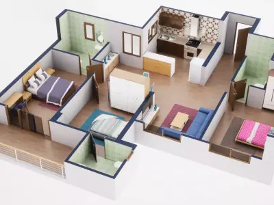 3D Floor Plan Model 44 3D model