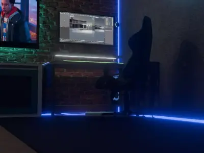 simple game room Low-poly 3D model