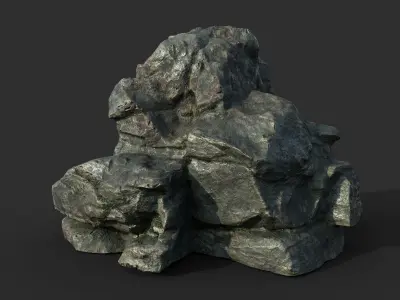 Low poly Cracked Rock B 210221 Low-poly 3D model