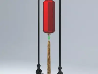 RED LANTERN FLOOR LAMP 3D model
