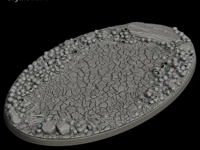 LegendGames 170x105mm Oval Base with Skulls and Cracked Earth x3 3D print model