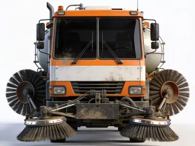 Realistic Street Sweeper Truck 3D Model 3d model Low-poly 3D model