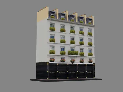 Typical Parisian Apartment Building 07 Low-poly 3D model