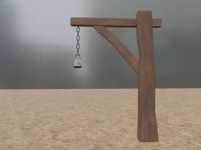 Wooden Pole With Lamp Medieval Rustic Style Free low-poly 3D model