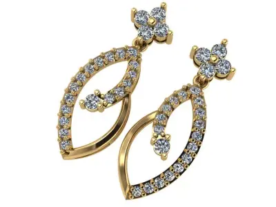 light Wight white gold diamond Earring-Nk-55ER 3D print model