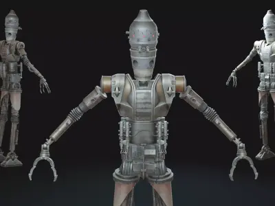 IG-11 Animation-Ready Bounty Hunter Droid Low-poly 3D model