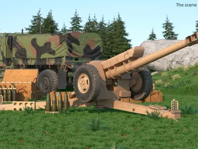  Mobile Cannon System with Ammunition Boxes Sand 