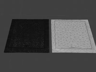 Squared manhole -01- High-poly and Low-poly 3D model