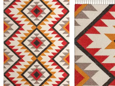 Hand Woven Kilim Zalan Red By Benuta 3D model