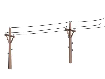 Toony Telephone Pole with Electric Wire 3D model