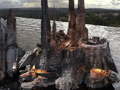 Winter Mountain Sci fi Base 3D model