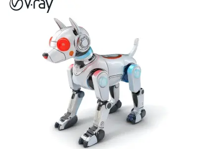 LED Lit Robot Dog model pack with neon strips and dynamic lig... Low-poly 3D model