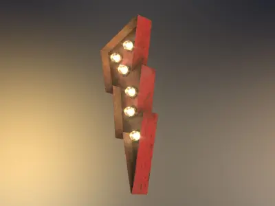 Lightning Bolt Rusted Sign Low-poly 3D model