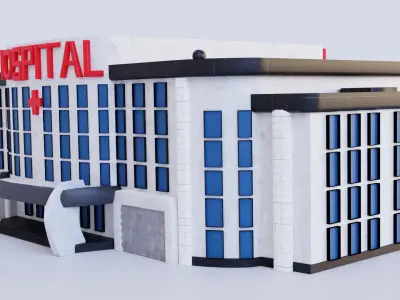 Modern hospital Building Polyclinic if you prefer Low-poly 3D model