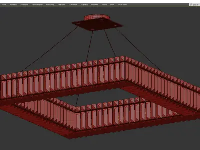 SPARKLING CRYSTAL BLOCK SQUARE CHANDELIER Low-poly 3D model