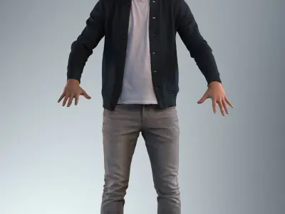 Rigged 3D male in casual attire Low-poly 3D model
