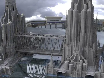 Sci-Fi Industrial Tower Fortress Complex 3D model