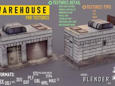 Low Poly Warehouse Low-poly 3D model
