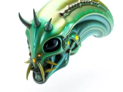 SciFi Alien Cyborg Creature Head Low-poly 3D model