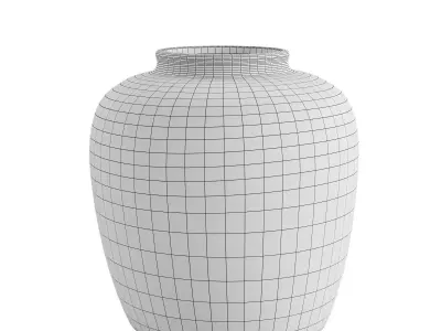 Ribbed Stoneware Table Vase in Noir 3D model