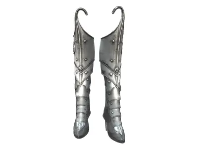 Sci-fi Medieval Steampunk High Heel Metal Armour Boots Low-poly 3D model
