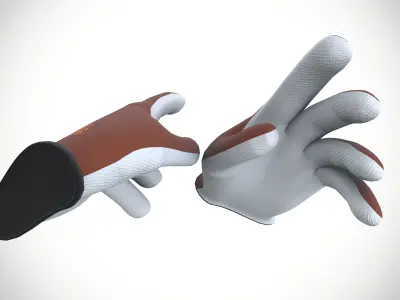 Cotton Hand Gloves Low-poly 3D model