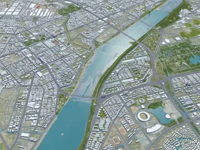 Luoyang Henan China 100km Low-poly 3D model