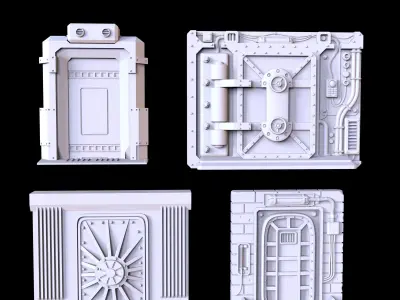 PACK 4 SCI FI DOORS - PRINTABLE 3D MODEL 3D print model