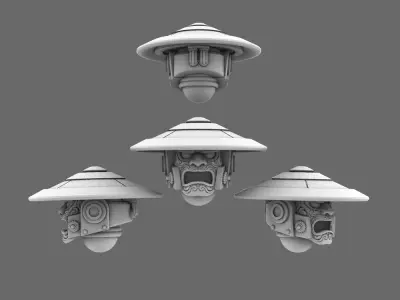 Cyber Samurai V10K Skull and Oni Jingasa Helmets 3D print model