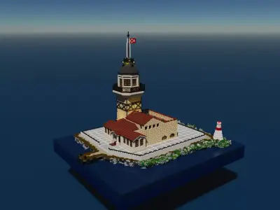 Voxel Maiden Tower Low-poly 3D model
