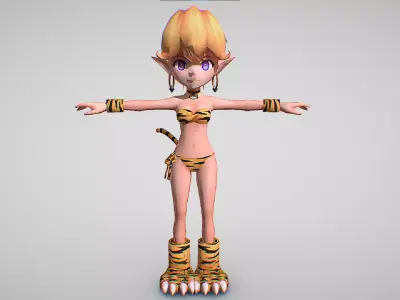Primm - Tiger Skin - The Daughter Of Elman - Secret Of Mana Low-poly 3D model